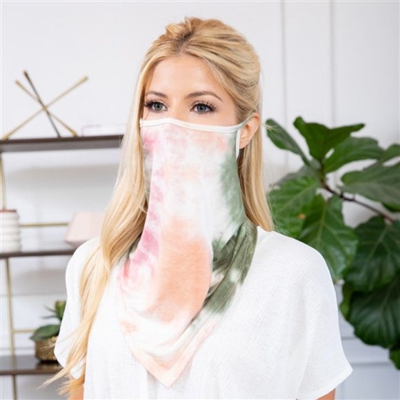 Olive tie dye face mask - Picture 2 of 9